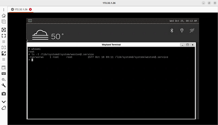 Weston desktop shell RDP connection