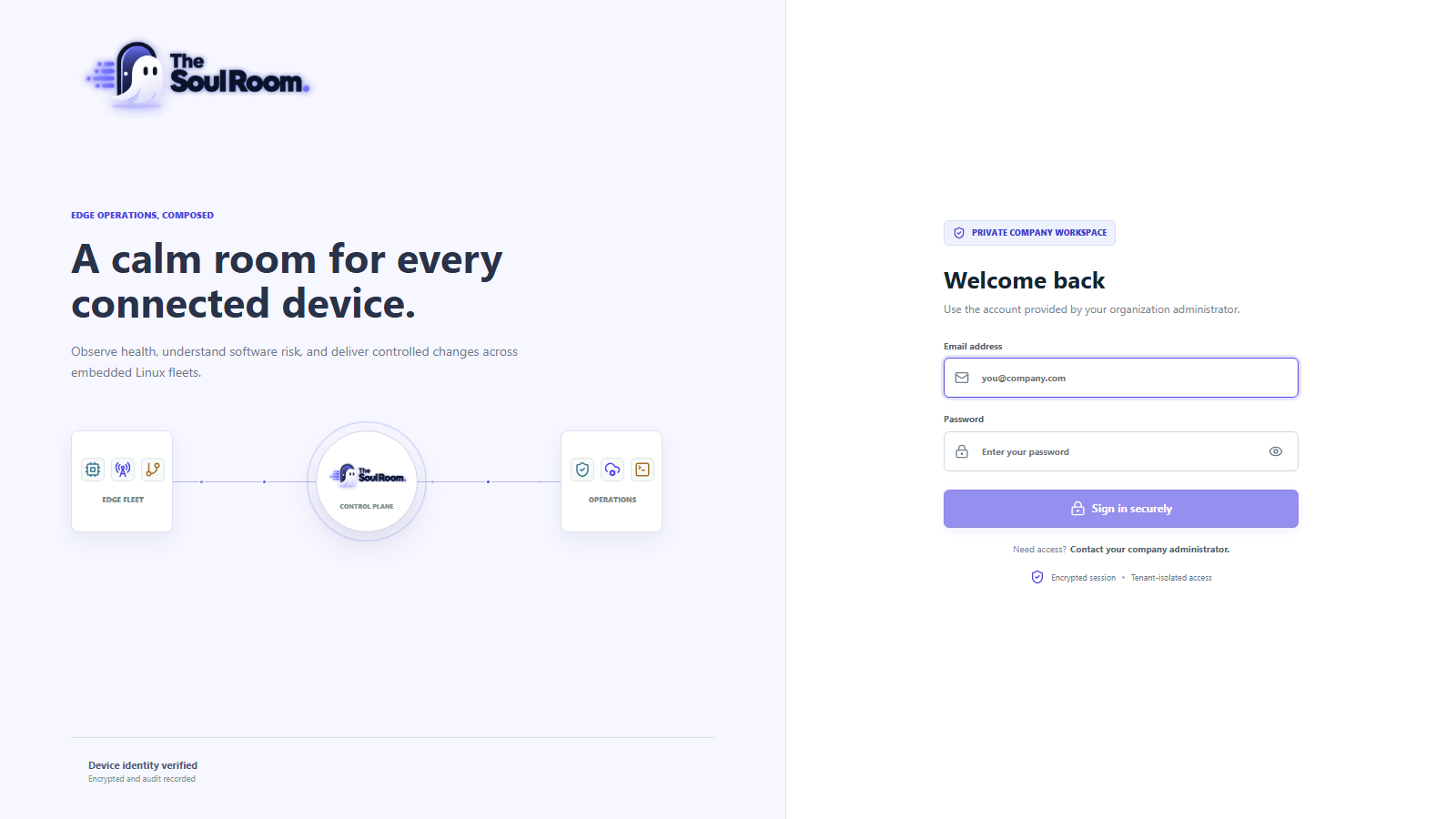 Soul Room secure login experience and edge operations overview